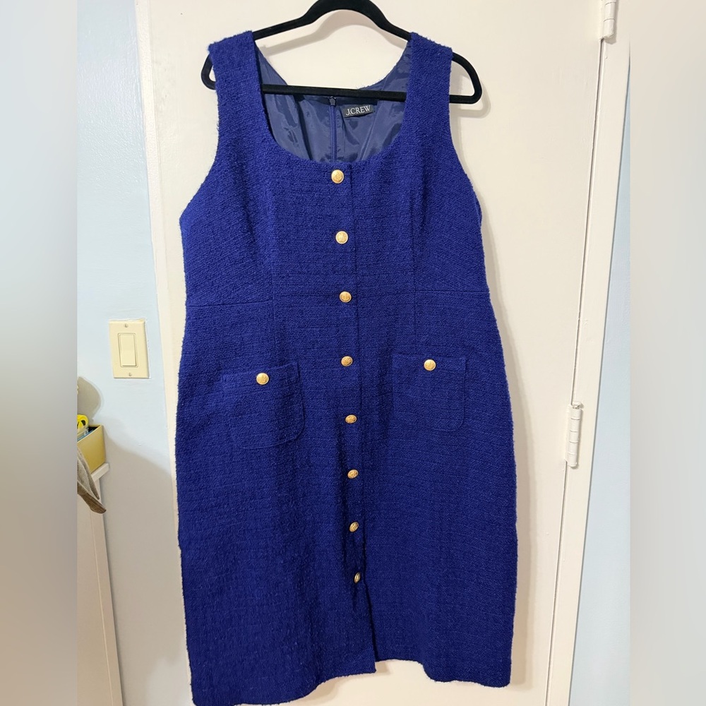 J. Crew Cobalt Blue Midi Dress with Gold Buttons